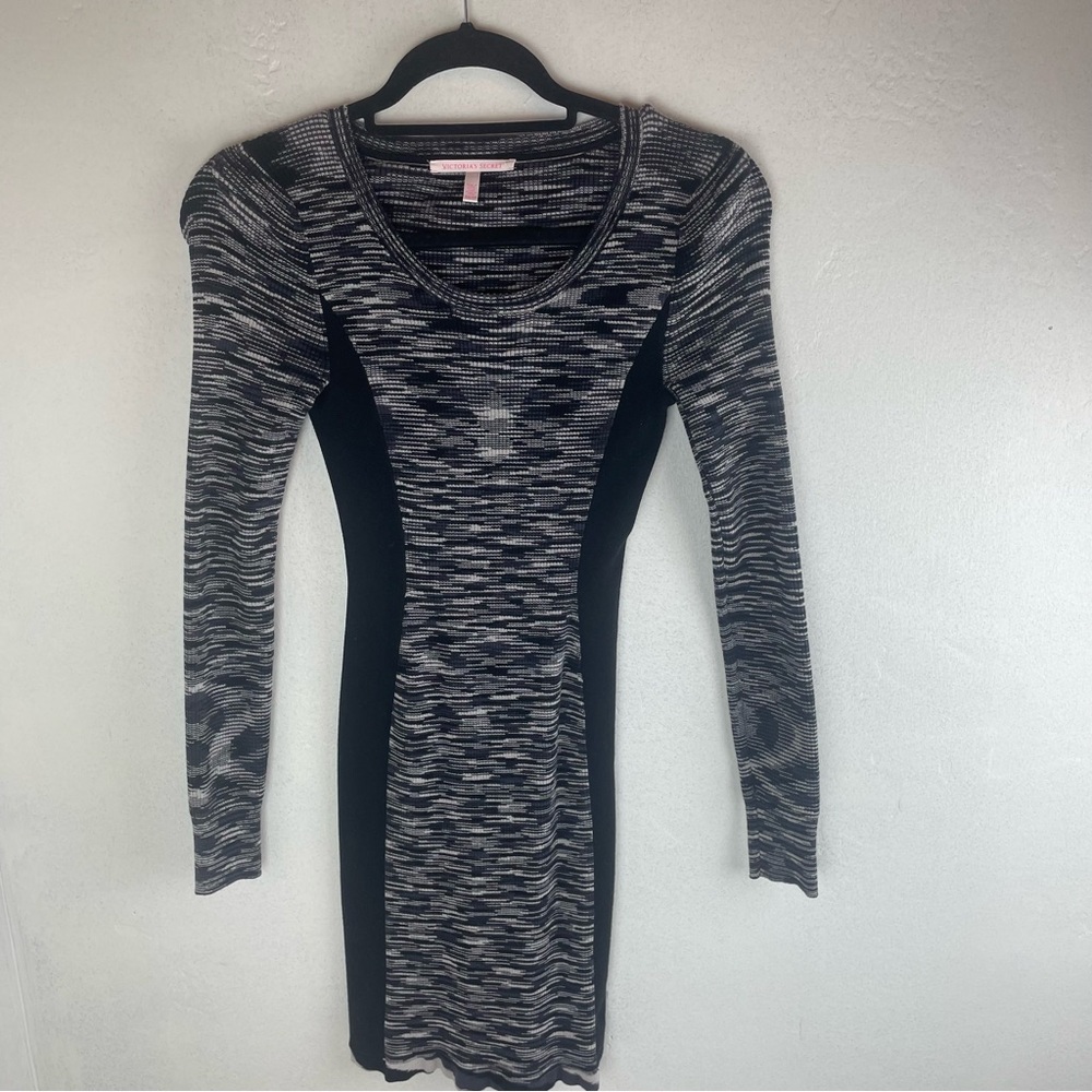 Victoria's Secret Black and Gray Long Sleeve Dress
